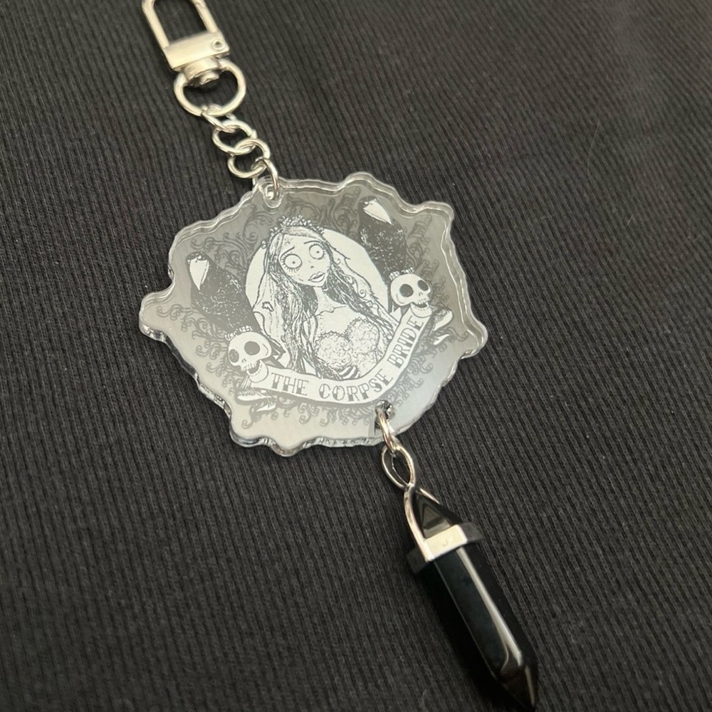Tim Burton Black Crystal Corpse Bride Key Chain